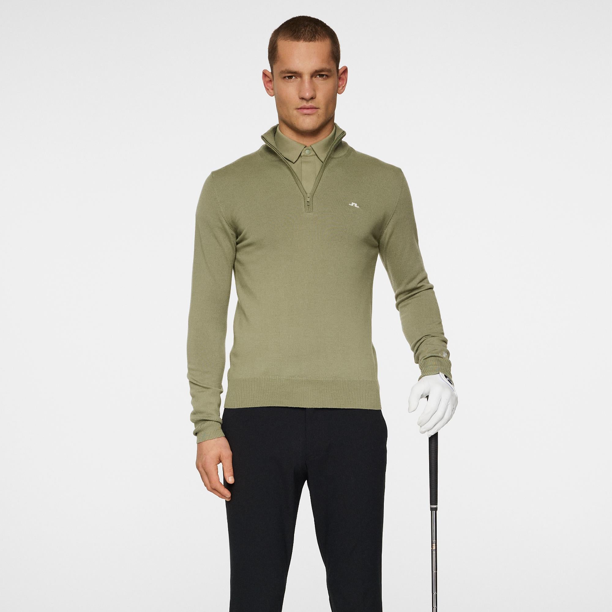 J Lindeberg Kian Tour Merino Mens Sweater Oil Green